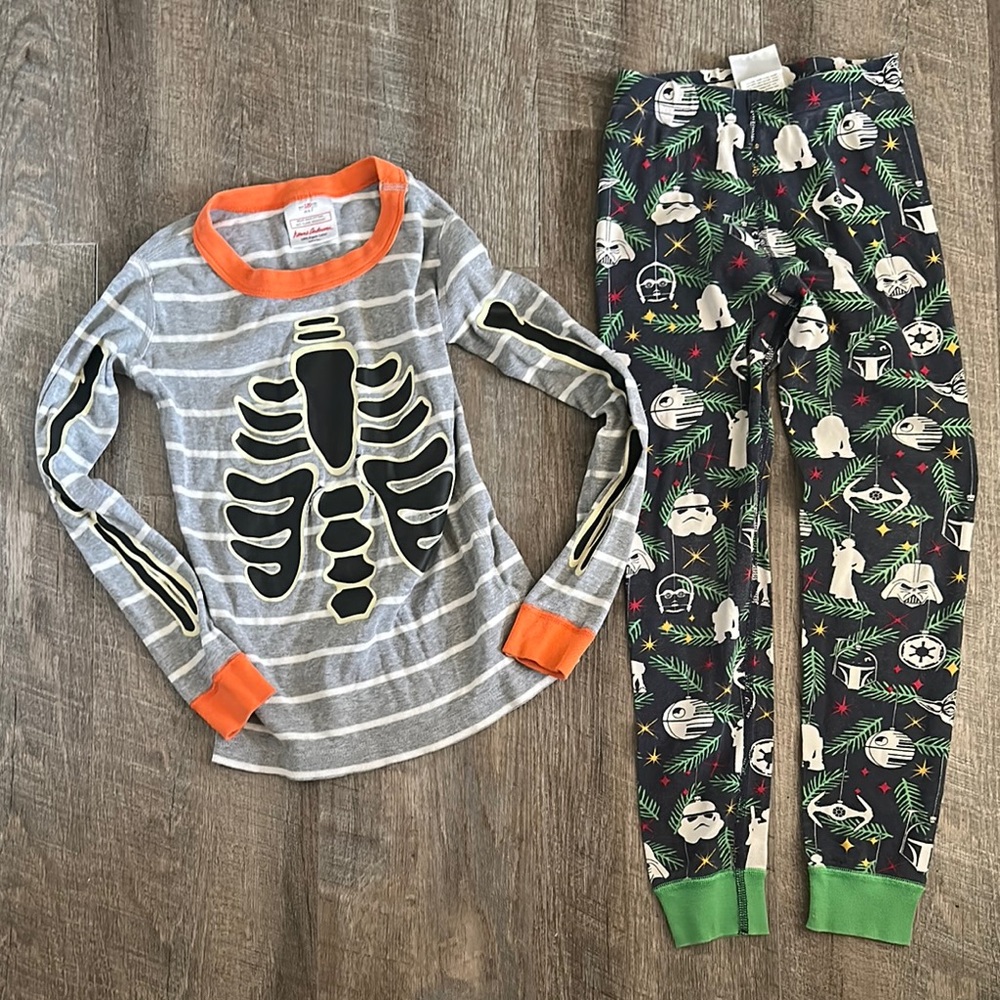 Hanna Andersson FLAWED Bundle 2 Star Wars Christmas Halloween Skeleton 6-7